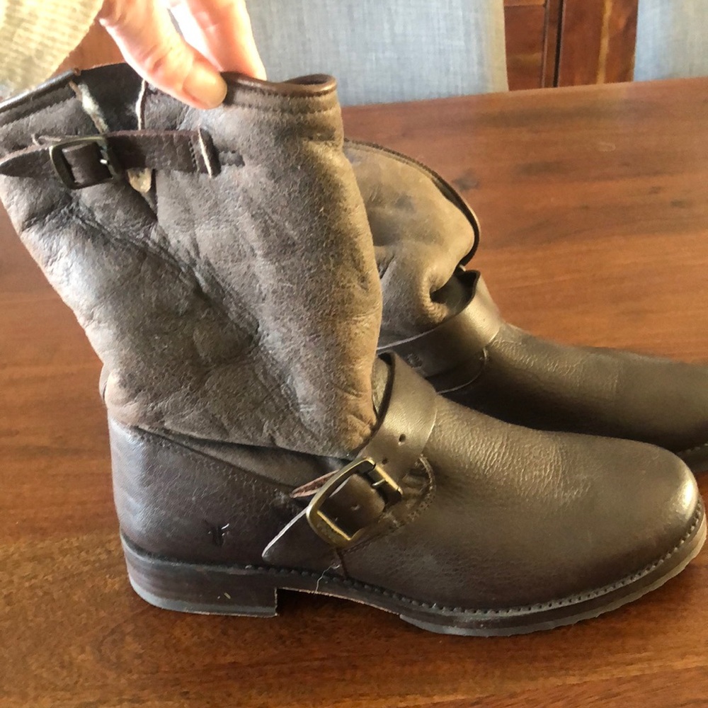 Frye Booties- shearling lined and leather outer